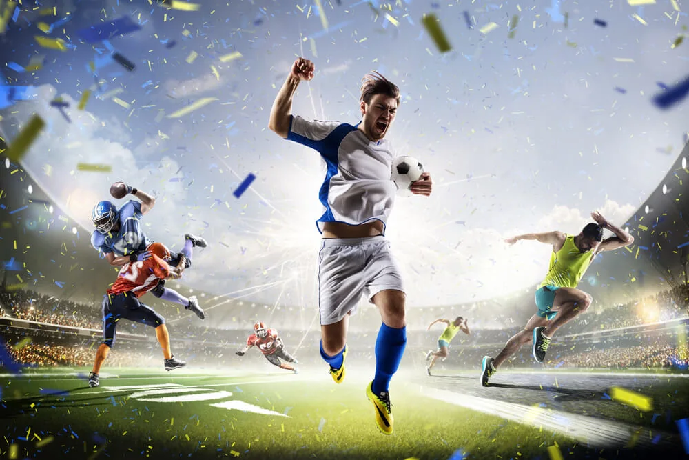 Tampilan pertandingan olahraga mobile dengan informasi event dan skor