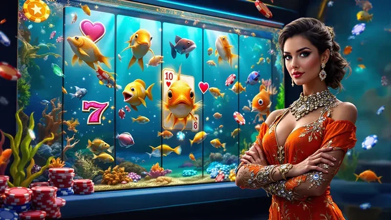 Layar slot dengan susunan reel dan ikon bonus