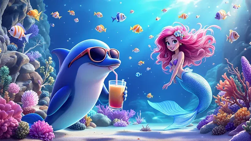 Ilustrasi permainan tembak ikan dengan target dan kontrol tembakan